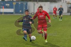 Bayernliga Süd - Saison 2021/2022 - FC Ingolstadt 04 II - TSV 1860 München II - Meikis Fabio (#19 FCI) - Leibelt Moritz blau #21 München - Foto: Meyer Jürgen