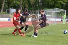 2. Bundesliga Frauen - Saison 2023/24 - FC Ingolstadt 04 Frauen - FC Bayern München II - Melike Pekel (Nr.38 - FCI) - Kappes Jana schwarz München - Senftl Celina schwarz rechts MünchenFoto: Meyer Jürgen