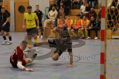 Lotto Bayern Hallencup - Lindenkreuzhalle Saison 2024/25 - FC Hitzhofen - FC Türk Sport Garching  - Valentin Puhar TW Hitzhofen - Thomas Schreiner schwarz Türk Garching - Foto: Meyer Jürgen