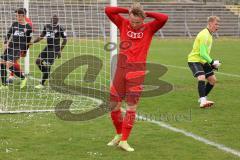 Bayernliga Süd - Saison 2021/2022 - FC Ingolstadt 04 II - TürkAugsburg - Meikis Fabio (#19 FCI) mit einer Torchance - Leon Musial Torwart Augsburg - enttäuscht - Foto: Meyer Jürgen