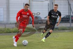 Bayernliga Süd - Saison 2022/2023 - FC Ingolstadt 04 - SV Erlbach - Arian Llugiqi rot FCI - Maximilian Manghofer schwarz Erlbach - Foto: Meyer Jürgen