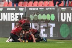 Relegation 1 - FC Ingolstadt 04 - VfL Osnabrück - Tor Jubel, Dennis Eckert Ayensa (7, FCI) überwindet Torwart Kühn Philipp (22 VfL) zum 3:0