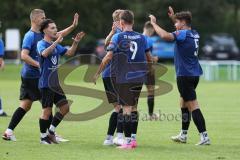Kreisliga - Saison 2023/2024 - SV Menning - FC Mindelstetten - Simon Wolfsfellner blau Menning schiesst den 1:0 Führungstreffer - jubel - Foto: Meyer Jürgen