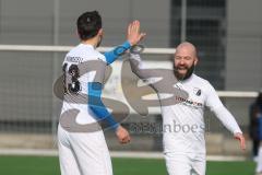 AUDI - Schanzer Amateur Cup - Finale- Saison 2024/25 - SV Hundszell - SV Menning - Stefan Härdl weiss Hundszell mit dem 1:1 Ausgleichstreffer - jubel  - Marcel Nicht weiss rechts HundszellFoto: Meyer Jürgen