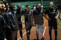 Toto-Pokal; ATSV Erlangen - FC Ingolstadt 04; die Mannschaft im Gespräch mit den Ingolstädter Fans Tobias Schröck (21, FCI) Rico Preißinger (6, FCI) Dominik Franke (3 FCI) Moussa Doumbouya (27, FCI) Arian Llugiqi (25, FCI) Hans Nunoo Sarpei (18 FCI)