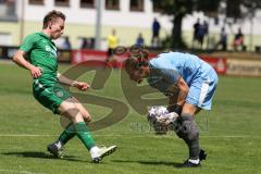 Freundschaftsspiel - Saison 2023/2024 - SV Manching  - FSV Fortuna Regensburg -Joahnnes Dexl (Nr.13 - SV Manching) - Sommer Enrico Torwart Regensburg -  Foto: Meyer Jürgen