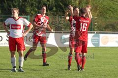 Kreisklasse - Saison 2022/2023 - SV Buxheim - SV Stammham - Der 0:2 Führungstreffer durch Tobias Schmidt  #11 Stammham - jubel - Oliver Schreiner #16 rot Stammham - Foto: Meyer Jürgen