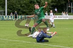 BZL - Oberbayern Nord - SV Manching - VFB Eichstätt II - Schmidt Tim (#20 Manching) grün - Max Dörfler Torwart Eichstätt - Foto: Jürgen Meyer