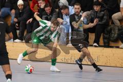 Lotto Bayern Hallencup - Lindenkreuzhalle Saison 2024/25 - DJK München -  SV Manching - Daniel Schweiger grün Manching - Marcel Scheingraber schwarz München - Foto: Meyer Jürgen