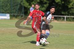 Testspiel - Bezirksliga - Saison 2025/26 - TSV Ober./Unterhaunstadt - Türkisch Ingolstadt  - Avni Avdijaj rot Türkisch  - Enes Erdogan weiss Ober./Unterh.stadt - Foto: Meyer Jürgen
