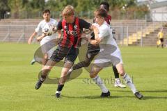*** Bayernliga Nord - Saison 2025/26 - FC Ingolstadt 04 II - ATSV Erlangen - Patrick Bachmann (Nr.8 - FC Ingolstadt II) - Thomas Müller weiss Erlangen - Foto: Meyer Jürgen