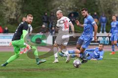 Toto Pokal; Halbfinale; FV Illertissen - FC Ingolstadt 04; Max Dittgen (10, FCI) Rückpass Vorlage für Sebastian Grönning (11, FCI) zum 0:1, Tor Jubel Treffer Torwart Felix Thiel (1 FVI)