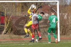 Bezirksliga - Saison 2023/24 - TSV Gaimersheim - FC Schwabing München - Torwart  Benedikt Leixner (Nr.1 - Gaimersheim) - Khareem Zelmat weiss Schwabing - Quendrim Hoti (Nr.4 - Gaimersheim) -  - Foto: Meyer Jürgen