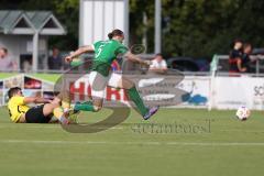 Kreisliga - Saison 2023/2024 - FC Gerolfing - FC Hitzhofen/Oberzell - Philipp Stipic gelb Hitzhofen - Bastian Heigl grün Gerolfing - Foto: Meyer Jürgen