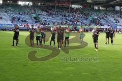 3.Liga - Saison 2022/2023 - SC Freiburg II - FC Ingolstadt 04 - Die Mannschaft bedankt sich bei den Fans -  - Foto: Meyer Jürgen