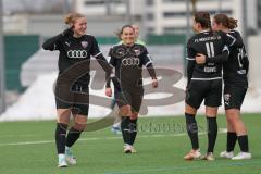 2023_12_10 - 2. Bundesliga - Saison 2023/24 - FC Ingolstadt 04 Frauen - VFL Wolfsburg - Nina Penzkofer (Nr.29 - FCI Frauen) mit dem 1:0 Führungstreffer jubel -Paula Vidovic (Nr.11 - FCI Frauen) - Ivana Slipcevic (Nr.8 - FCI Frauen) - Katharina Reikersdorf