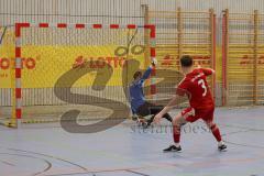 Lotto Bayern Hallencup - Saison 2024/25 - Türkisch SV Ingolstadt - SV Manching - Finale - 6 meter schiessen Thomas Geisler TW Manching - Johann Rybalko rot Türkisch verschiesst - Foto: Meyer Jürgen