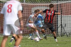 *** A-Junioren Bundesliga  - Saison 2025/26 - A-Junioren - FC Ingolstadt 04 - 1. FC Nürnberg - Hengmith Timo rot FCI - Lagano Fabio weiss Nürnberg - Foto: Meyer Jürgen