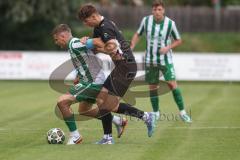 Landesliga - Saison 2025/26 - SV Manching - FC Memmingen II - Sebastian Graßl (Nr.10 - SV Manching) - Mayer Felix schwarz Memmingen  - Foto: Meyer Jürgen