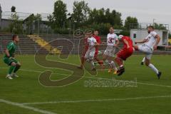 Bayernliga Süd - Saison 2021/2022 - FC Ingolstadt 04 II -  - Trslic Luca (#24 FCI) mit einem Kopfball - Daniel Witchek Torwart Landsberg - Foto: Meyer Jürgen