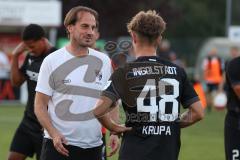 Toto Pokal - Saison 2022/2023 - SV Schalding-Heining - FC Ingolstadt 04 - Das Spiel ist aus - Cheftrainer Rüdiger Rehm (FCI) - Krupa Jeroen (Nr.48 - FCI) - Foto: Meyer Jürgen