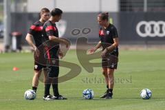 3. Liga - Saison 2024/25 - Trainingsauftakt- FC Ingolstadt 04 -  - Cheftrainerin Sabrina Wittmann (FCI) - Co-Trainer Illia Gruev (FCI) mitte - Foto: Meyer Jürgen