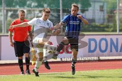 Kreisliga - Saison 2022/2023 - DJK Ingolstadt - SV Sandersdorf - Christoph Handl weiss DJK Ing - Matthias Scharlach blau Sandersdorf - Foto: Meyer Jürgen