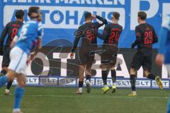3. Liga - Saison 2025/26 - Hansa Rostock - FC Ingolstadt 04  -  Der 0:3 Führungstreffer durch - Marcel Costly (Nr.22 - FCI) - jubel - XXXXX - Foto: Meyer Jürgen