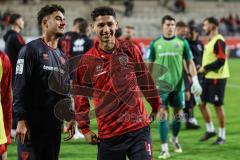 3. Liga; TSV Havelse - FC Ingolstadt 04; nach dem Spiel Sieg Jubel Freude Berkay Öztürk (39 FCI) Mustafa Özden (42, FCI)