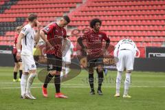 3. Liga - Fußball - FC Ingolstadt 04 - SV Meppen - ratlose Gesichter, Stefan Kutschke (30, FCI) Francisco Da Silva Caiuby (13, FCI), Bünning Lars (19  Meppen) Al-Hazaimeh Jeron (25  Meppen)