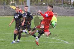 Bayernliga Süd - Saison 2021/2022 - FC Ingolstadt 04 II - TürkAugsburg - Senger Michael (#21 FCI) - Leon Musial Torwart Augsburg - Foto: Meyer Jürgen