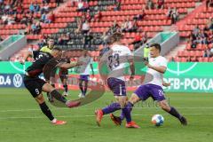 DFB Pokal; FC Ingolstadt 04 - Erzgebirge Aue; Fatih Kaya (9, FCI) Schuß 2:1 Tor Jubel, Barylla Anthony (23 Aue) Gonther Sören (26 Aue)