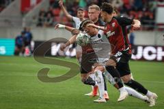 3. Liga - Saison 2026/27 - FC Ingolstadt 04 - SV Wehen Wiesbaden - Lars Lokotsch (Nr.13 - FCI) - Florian Hübner (Nr.19 - Wehen/Wiesbaden) - Dennis Kaygin (Nr.10 - FCI)- Foto: Meyer Jürgen