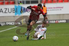 3.Liga - Saison 2022/2023 - FC Ingolstadt 04 -  - FC Freiburg II -Udogu David (Nr.47 - FCI) - Patrick Lienhard (Nr.8 - SC Freiburg II) -  Foto: Meyer Jürgen