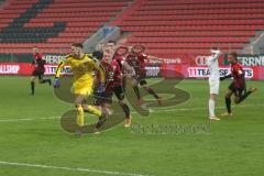 3. Fußball-Liga - Saison 2020/2021 - FC Ingolstadt 04 - FC Viktoria Köln - Torwart Torwart Fabijan Buntic (#24,FCI)  im Strafraum des Gegners und erziehlt den 1:1 Ausgleichstreffer - jubel - Foto: Meyer Jürgen