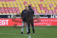 3.Liga - Saison 2022/2023 - SV 07 Elversberg - FC Ingolstadt 04 - Maximilian  Dittgen (Nr.10 - FCI) -. Cheftrainer Rüdiger Rehm (FCI) - vor dem Spiel - Foto: Meyer Jürgen