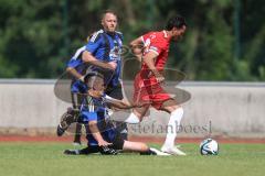 Testspiel - Bezirksliga - Saison 2025/26 - FC Fatih Ingolstadt - TSV Burgheim - Atilla Demir rot FAtih Markus Frey blau Burgheim - XXXXX - Foto: Meyer Jürgen
