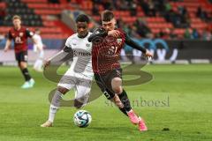 3. Liga; FC Ingolstadt 04 - Preußen Münster; Zweikampf Kampf um den Ball Felix Keidel (43, FCI) Kankam Kyerewaa Daniel (7 PM)