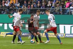 2.BL; Hamburger SV - FC Ingolstadt 04; Zweikampf Kampf um den Ball Meffert Jonas (23 HSV) Marc Stendera (10, FCI) Christian Gebauer (22, FCI) Schonlau Sebastian (4 HSV)