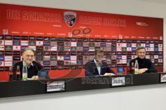 2.BL; FC Ingolstadt 04 - Dietmar Beiersdorfer, neuer Geschäftsführers Sport und Kommunikation, Pressekonferenz, Geschäftsführers Dietmar Beiersdorfer (FCI Sport Kommunikation) Pressesprecher Felix Gärtner (FCI) Karl Meier, Vorsitzender des Aufsichtsrats (