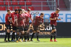 3. Liga - FC Ingolstadt 04 - FSV Zwickau - Filip Bilbija (35, FCI) erzielt das 2:1 Jubel Tor, mit Justin Butler (31, FCI) Stefan Kutschke (30, FCI) Dominik Franke (3 FCI) Jonatan Kotzke (25 FCI)