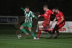 Landesliga - Saison 2025/26 - SV Manching - TSV Hollenbach - Fabian  Neumayer (Nr.9 - SV Manching) - Ruisinger Simon rot Hollenbach - Foto: Meyer Jürgen