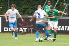 Testspiel - Bezirksliga - Saison 2025/26 - FC Gerolfing - SpVgg Joshofen Bergheim - Johannes Böck weiss Joshofen Bergheim - Donat Bashota grün Gerolfing - Foto: Meyer Jürgen
