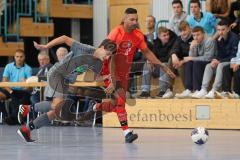 Lotto - Hallen - Bayerncup - Oberbayern -  Saison 2022/2023  - FC Fatih Ing - TSV Murnau - 2:1 - Deniz Sari rot Fatih - Luis Zehetmeier grau Murnau - Foto: Meyer Jürgen