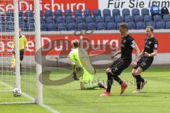 3. Liga - MSV Duisburg - FC Ingolstadt 04 - Elfmeter Ausgleich Jubel Tor Stefan Kutschke (30, FCI) Marcel Gaus (19, FCI) Torwart Leo Weinkauf (1 MSV)