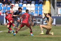 3. Liga - Saison 2025/26 - TSG Hoffenheim II - FC Ingolstadt 04  - Christensen Gustav (Nr.24 - FCI) - Natnael Abraha (Nr.13 - TSG Hoffenheim II) - Torwart Lukas Blöndal Petersson (Nr.1 - TSG Hoffenheim II) - Marcel Costly (Nr.22 - FCI) - Foto: Meyer Jürge