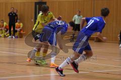 Hallenturnier Gaimersheim - Saison 2025/26 - DJK Ingolstadt - FC Hitzhofen - Tobias Schmid gelb Hitzhofen - Vincent Amann blau DJK -  - Foto: Meyer Jürgen