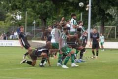 Landesliga - Saison 2025/26 - SV Manching - FC Memmingen II - Kouki Rayen grün Manching beim Kopfball - Sebastian Graßl (Nr.10 - SV Manching) - XXXXX - Foto: Meyer Jürgen