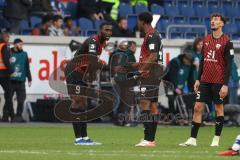 2023_11_11 - 3. Liga - Saison 2023/24 - MSV Duisburg - FC Ingolstadt 04 - Daouda Beleme (Nr.9 - FCI) - Bryang Kayo (Nr.48 - FCI) nach dem Spiel - jubel -  - Foto: Meyer Jürgen