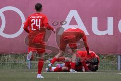 Bayernliga Süd - Saison 2022/2023 - FC Ingolstadt 04 - SV Kirchanschöring - Der 2:0 Führugstreffer durch Michael Senger (Nr.21 - FCI II) - jubel - Ishak Karaogul (Nr.10 - FCI II) - Foto: Meyer Jürgen